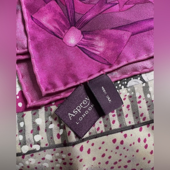 Asprey London Pink and White Silk Scarf - Picture 5 of 5